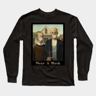 POSTER Famous Painting Americana Masked Farmer and Wife Long Sleeve T-Shirt